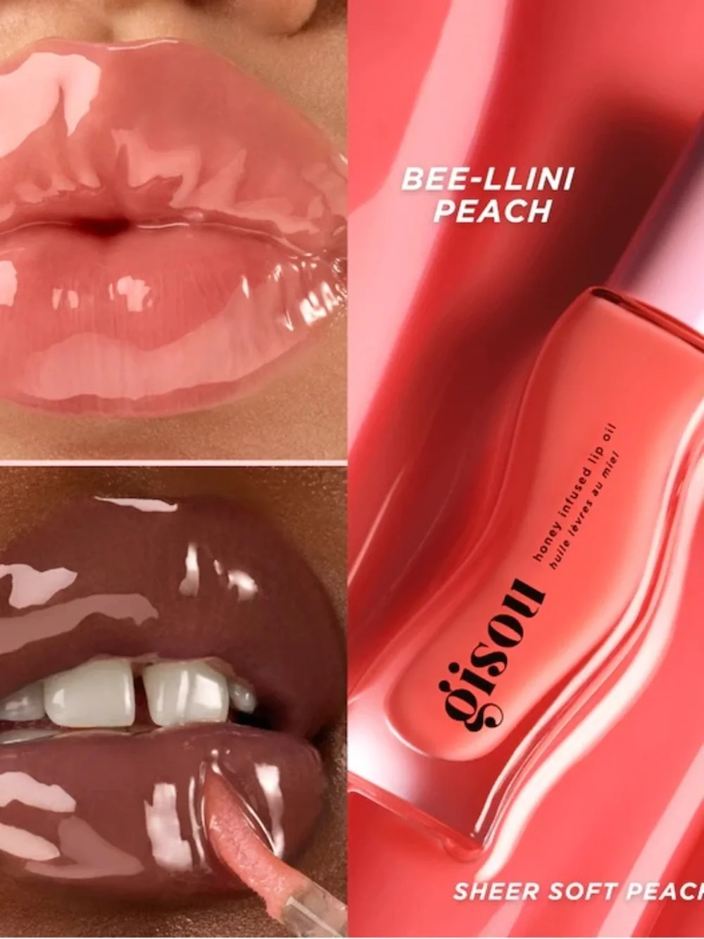 Gisou Honey Infused Hydrating Lip Oil Bee-llini Peach